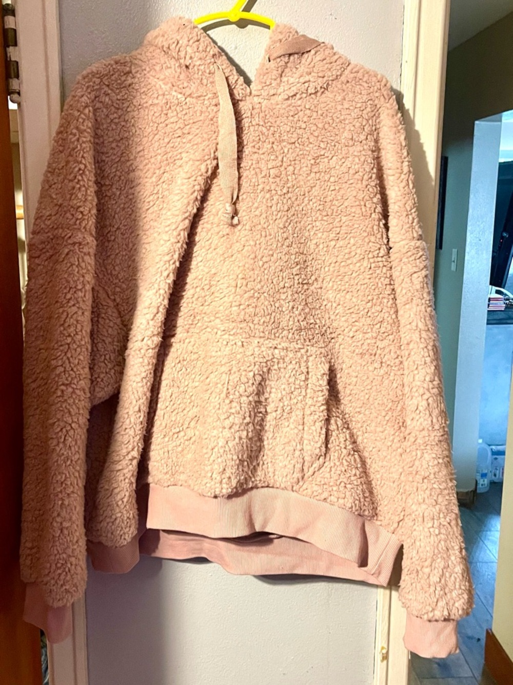 Fashion Nova Plush Teddy Hoodie Jacket - Dusty Pink